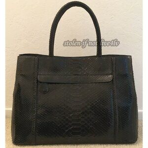 NEW Never Carried Auth Nancy Gonzalez GENUINE PYTHON shiny black tote bag $3950